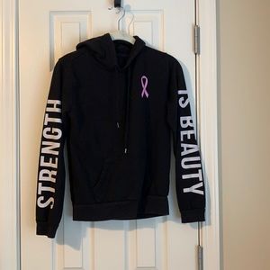 Pink ribbon Strength is Beauty black hoodie